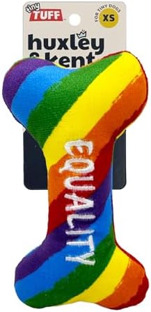 Huxley & Kent Tiny Tuff Plush Dog Toy, Equality Bone
