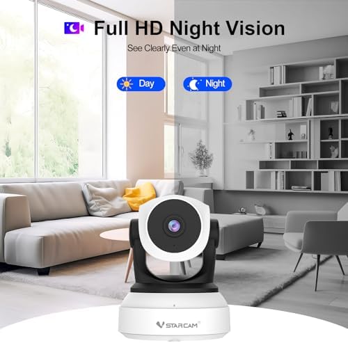 VSTARCAM Indoor Security Camera, 2K with 360° Rotation, Human/Motion Detection with Auto Tracking, 2-Way Audio & DIY Voice, 2.4GHz WiFi Wireless, Cloud & SD Card Storage(up to 256GB)