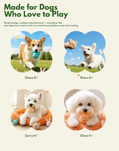 Soft Latex Squeaky Dog Toys for Enrichment, Puppy Chew Toy for Teething-4''