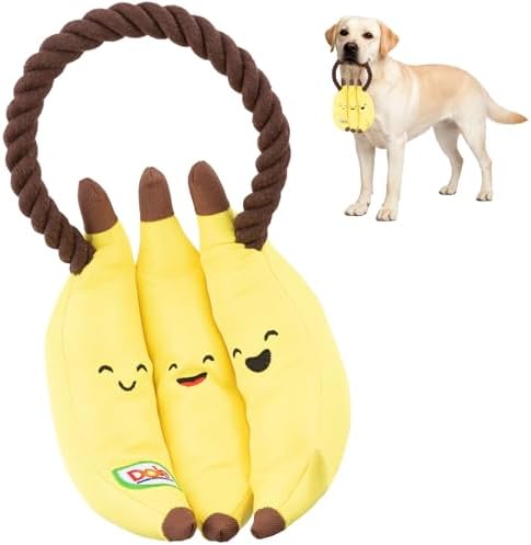 Dog Rope Toy with Squeakers, Banana Tug of War Dog Toy, Tough Cotton Rope Toys for Dogs, Aggressive Chew Toys for Medium Dogs