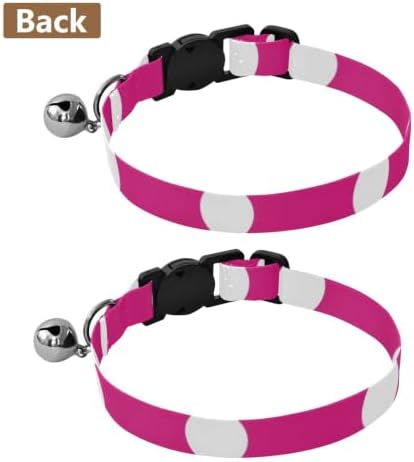 Hot Pink Polka Dot Kitten Bell Collar 2 Pack Kitten Collars Adjustable Length 10.6" to 17.1"