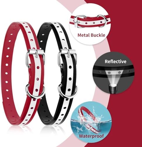 Shock Collar Replacement Strap 2-Pack - Compatible with Jugbow, Bousnic, Slopehill 3/4 Inch Adjustable TPU Collar for Dogs | Waterproof & Reflective Design for Training, Walking