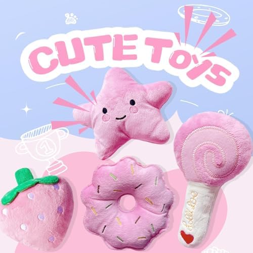 Small Dog Toys, Pink Puppy Toys, 4 Packs Dog Chew Toys for Fun