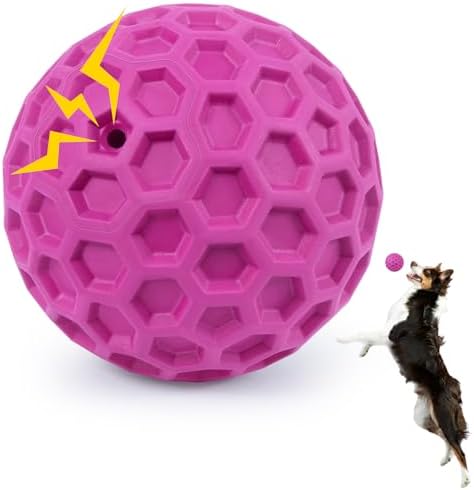 DISSKNIC Indestructible Squeaky Dog Balls, Dog Toys for Aggressive Chewers Large Breed for Relieving Anxiety, Tough Dog Chew Toys Balls for Aggressive Chewers, Outdoor Squeaky Cognitive Dog Toys