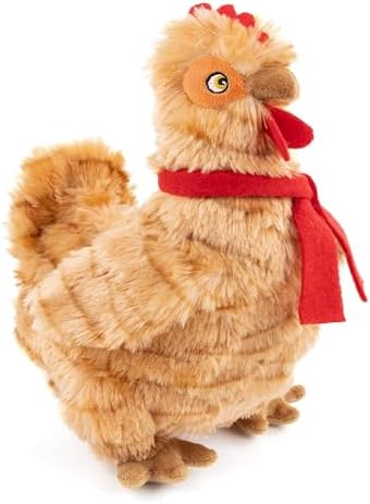 Fuzzl Plush Super Soft Cheeky Chicken - Golden Brown Dog Toy & Comforter – Cuddly Plush with Squeaker, Gentle Dog Toy for Puppies & Small to Medium Dogs