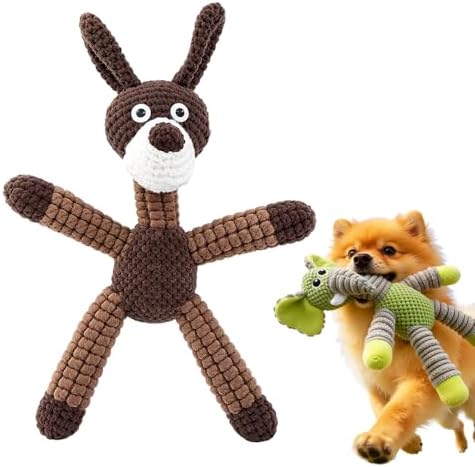 2026 New Dog Toys, Indestructible Plush Dog Toy for Aggressive Chewers, Interactive Squeaky Soft Puppy Chew Toy, Durable Teething Toys for Small Medium Large Dogs (Dark Brown)