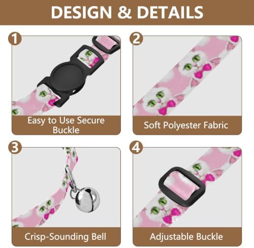 Cute Cats Green Eyes Metal Bell Included Pet Collar 2 Pack Dog Collars for Small Dogs