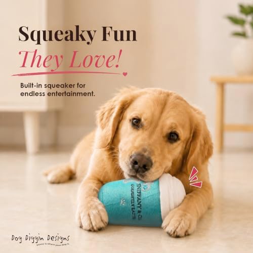 Dog Diggin Designs Nouveau Haute Coffee Station Collection | Unique Squeaky Parody Plush Dog Toys – Baristas Needed!
