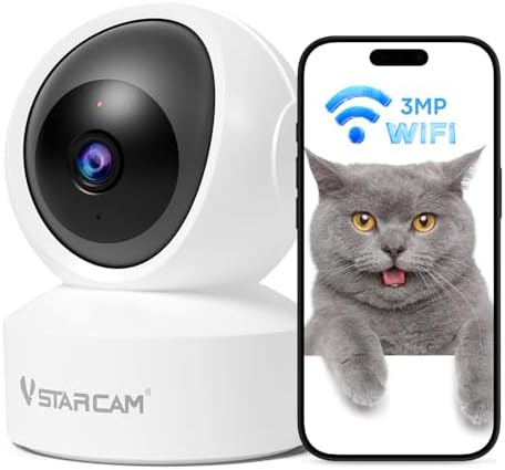 VSTARCAM 2K Indoor Security Camera, 3MP Pet Camera with Phone App, 360° Pan/Tilt Dog Camera for Home Security, AI Human Detection, Color Night Vision, 2-Way Audio, Support 256GB SD Card, 2.4G WiFi