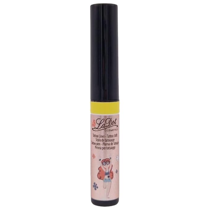 LaDot Temporary Tattoo Liner Pen – Fine Tip Waterproof Yellow Body Art Marker for Drawing Custom Skin Designs – Ideal for Temporary Tattoos, Festivals, Parties & More