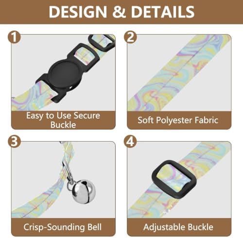 Swirl Pastel Dog Collars for Small Dogs, 2 Pack Cat Collars with Bell