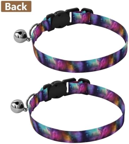 Space Nebula Colorful Cosmic Clouds Kitten Bell Collar 2 Pack Small Dog Collar Adjustable Length 10.6" to 17.1"