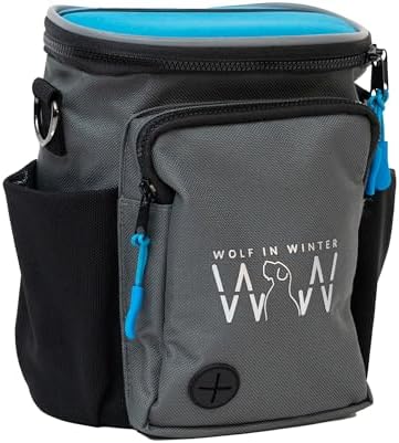 Multipurpose Pro Dog Treat Bag with Neoprene Split Top Dog Training Treat Pouch Bag with Shoulder Strap, Belt and Clip and Exterior Storage Pocket (Alpine Blue)