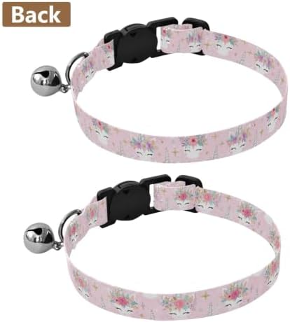 Unicorn Floral Crowns Easy to Clean Pet Collar 2 Pack Cat Neck Collar