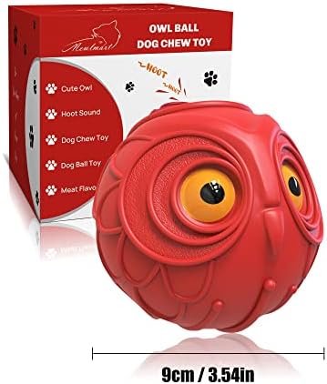 Mewlmart Giggle Ball for Dogs Interactive Dog Toys for Aggressive Chewers Dog Ball Toy for Puppy Medium Large Dogs Natural Rubber Cute Owl Hoot Fun Giggle Sounds When Rolled or Shaken