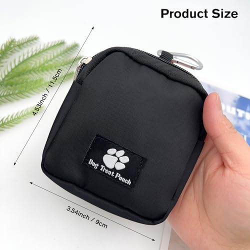Waterproof Dog Treat Pouch with Built-in Poop Bag Dispenser, Large Capacity Dog Training Bag with Adjustable Shoulder Strap (Black)