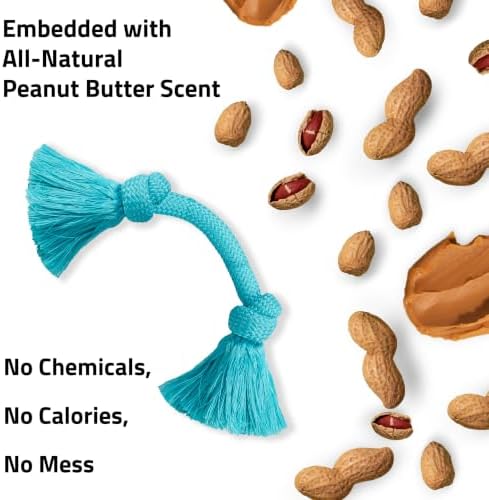 Playology Tug Rope Dog Toys for Medium Dogs - Medium, Peanut Butter Scent