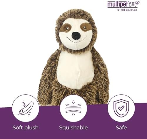 Multipet Bark Buddies Sloth Dog Plush Toy - Squeaky Dog Toy for All Dogs - Extra Soft Plush Dog Toy - Stuffed Animal Dog Toy for Cuddling & Playing - Cute Dog Pet Toy (10")