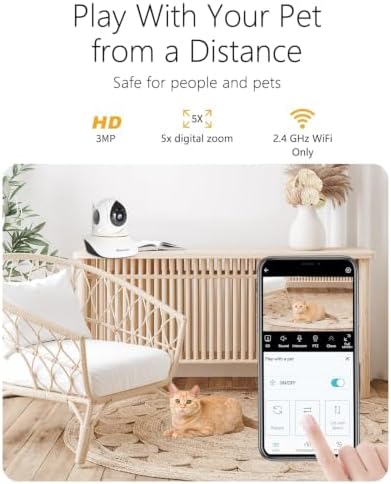 VSTARCAM Interactive Pet Camera with Dual WiFi Antennas, 360° Pan-Tilt, 2K Dog & Cat Camera with Phone APP, 2.4GHz WiFi, IR Night Vision, Motion Detection, 2-Way Audio, Dog Cameras for Pet Monitoring