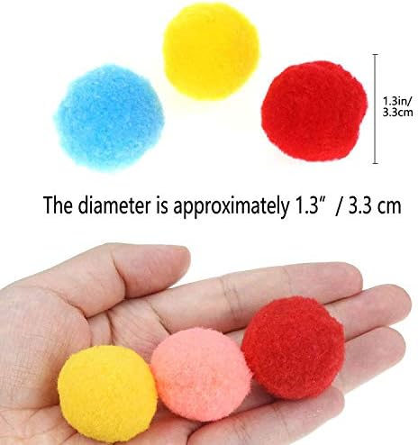 VOVIGGOL 30Pcs 1.3 Inch Cat Toy Balls Soft Kitten Pompom Toys Indoor Cats Interactive Playing Quiet Ball Cats Favorite Toy, Cat Pom Pom Balls for Craft DIY Creative Crafts Decorations (Assorted Color)