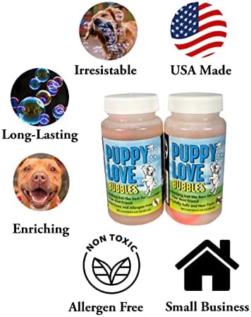 Puppy Love Bubbles, Peanut Butter Scented Bubbles 4oz. Bottle-2 Pack in Peanut Butter Flavor for Dogs