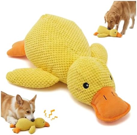 JINTONE Squeaky Dog Toy Duck,Funny Dog Toy for Dogs(Yellow,Medium)