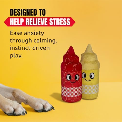 Bite Force Dog Toy - Drizzle & Dollop Squeaky 2 Pack Dog Toys Kevlar-Reinforced for Aggressive Chewers- red and Yellow.
