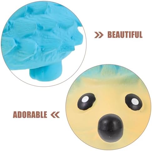 POPETPOP Bite-Resistant Hedgehog Squeaky Dog Toy for Small Puppies 5.31 Inch Latex Chew Toy for Teeth Cleaning and Interactive Play