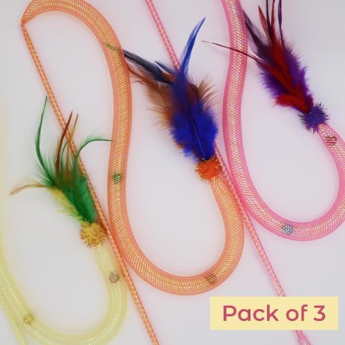 Cat Toys for Indoor Cats, Interactive Wand Toy 3 Pack with Feather and Bell