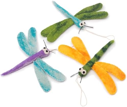 Glaciart One Cat Wand Toy Refill – 3pcs Wool Dragonfly Felt Cat Toy, Durable Lures Attachments for Indoor Play - Filled w/Organic Catnip to Excite/Calm Pet