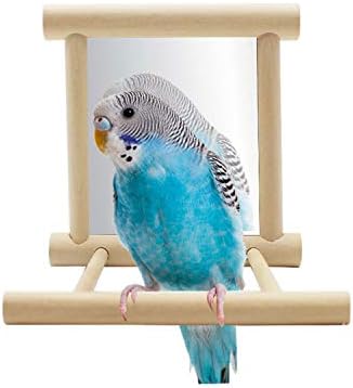 Hypeety Bird Mirror with Perch Parrot Swing Hanging Toy for Small Birds