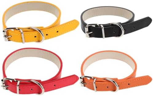 Angoily Adjustable Pet Collar for Small Dogs and Cats with Metal Buckle Pu Leather Material Breathable Design 4pcs Versatile and Comfortable for Outdoor Activities and Training Sessions