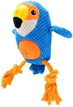 Blue Parrot Bird Dog Chew Toy, 11.0 in, Squeaker Rope Treat Toy