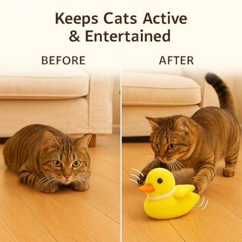 Flapping Wings Cat Toys - Interactive Squeaking Catnip Toys for Cats with Real Chirping Duck Sound - Fun Kitty Kitten Catnip Toys for Cat Exercise - Plush Duck