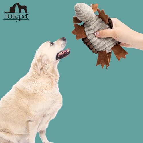 Hollypet Armadillo Squeaky Puppy Dog Toys for Small Medium Dogs, 6"