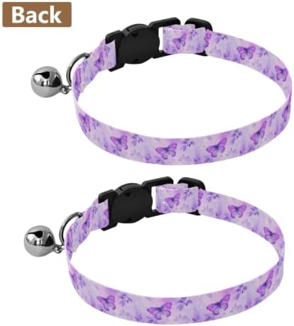 Watercolor Purple Butterflies Easy to Clean Small Dog Collar 2 Pack Soft Cat Collar