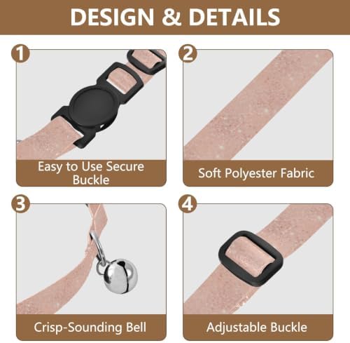 Rose Gold Cats Collar 2 Pack Collars for Puppies Adjustable 10.6 to 17.1 Inches