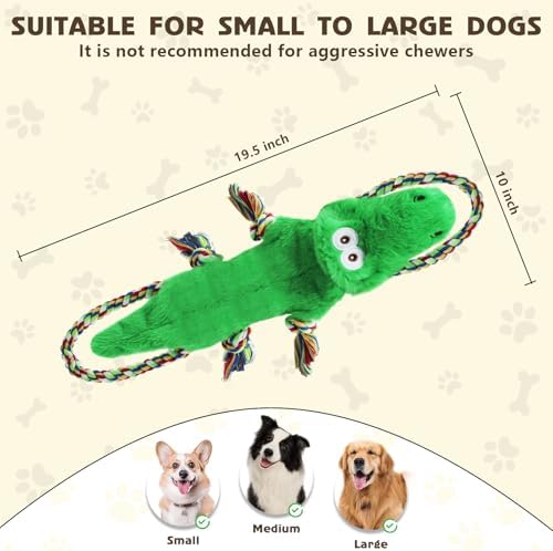 No Stuffing Squeaky Dog Toys, Tug of War Dog Toy with Pull Rope