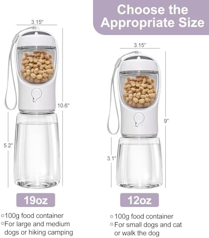 Portable Dog Water Bottle with Food Container, Drinking Bottle for Travel