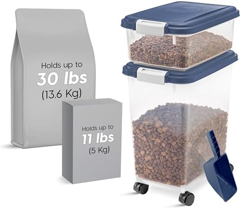IRIS USA Dog Food Storage Container, Up to 30+11 lbs, Gray/Dark Gray