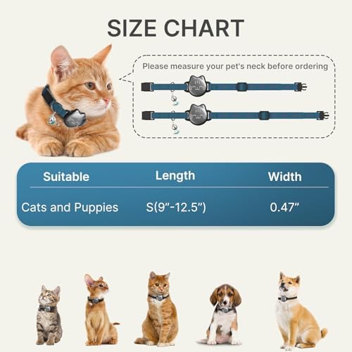 AirTag Cat Collar, Reflective Breakaway Collar, Hidden Holder with Bell | Compatible with Apple AirTag 1st & 2nd Gen, Lightweight Water-Resistant Strap for Cats, AirTag Not Included