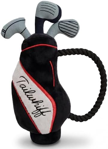 Tailwhiff Golf Dog Toy - Parody Plush Squeak Crinkle Rope Funny Golf Gift