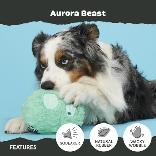 BarkBox Aurora Beast Super Chewer Dog Toy for Aggressive Chewers, Durable Natural Rubber with Soft Exterior Built for Tough Play and Long-Lasting Fun