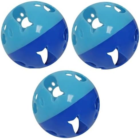 Large Cat Ball Toy with Bell – Blue (3 Pack)