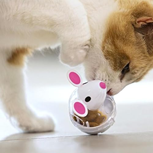 Tumbling Cat Treat Toy - Mouse Shape Pet Food Ball, Interactive Slow Feeder Puzzle, Adjusitable Snack Reward Dispenser,