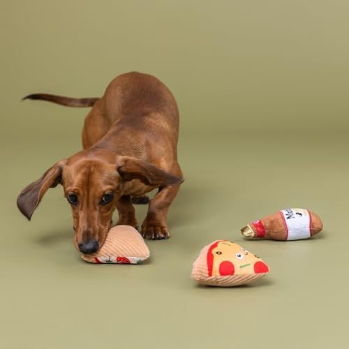 Fringe Studio Plush Dog Toy, 3 Pieces Set, Slice N’ SIP, Pet Shop Collection (662177)