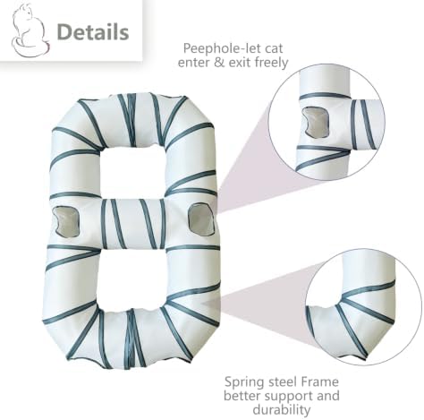 8-Shaped Cat Tunnel Toy Interactive Foldable Playhouse Maze Toys for Cats, Kittens, Rabbits & Small Pets with Playing Balls Collapsible Play Tube for Indoor Fun & Exercise (White)