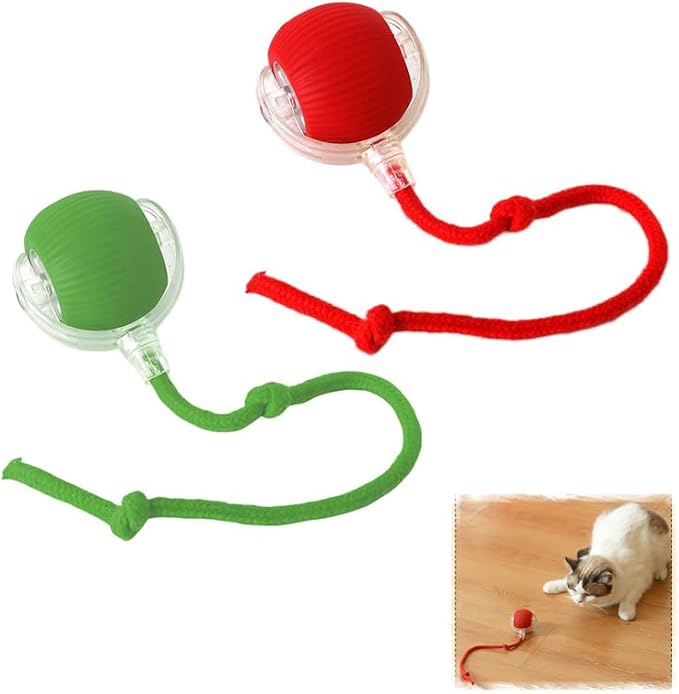 2pcs Innovative Interactive Cat Toy Balls, Automatic Moving Spheres for Cats (Green+Red)