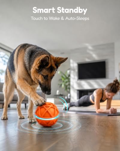 2026 Upgraded Smart Interactive Dog Toy, [Automatically Moves, Bounces & Rotates] Rechargeable Dog Ball with Colorful Lights for Active Play and Boredom Relief, Gift for Medium & Large Dogs