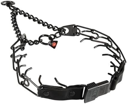 Herm Sprenger Prong Collar for Dog Training with Easy Quick Release Clicklock & Swivel Ring - German Made Dog Collar with Black Steel 3.2mm Prongs for Large Dogs (20-25" Neck)
